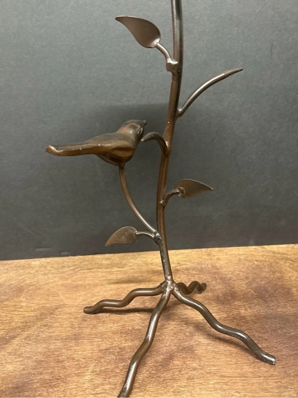 Pier One Brown Metal Bird And Branch Candle Holder